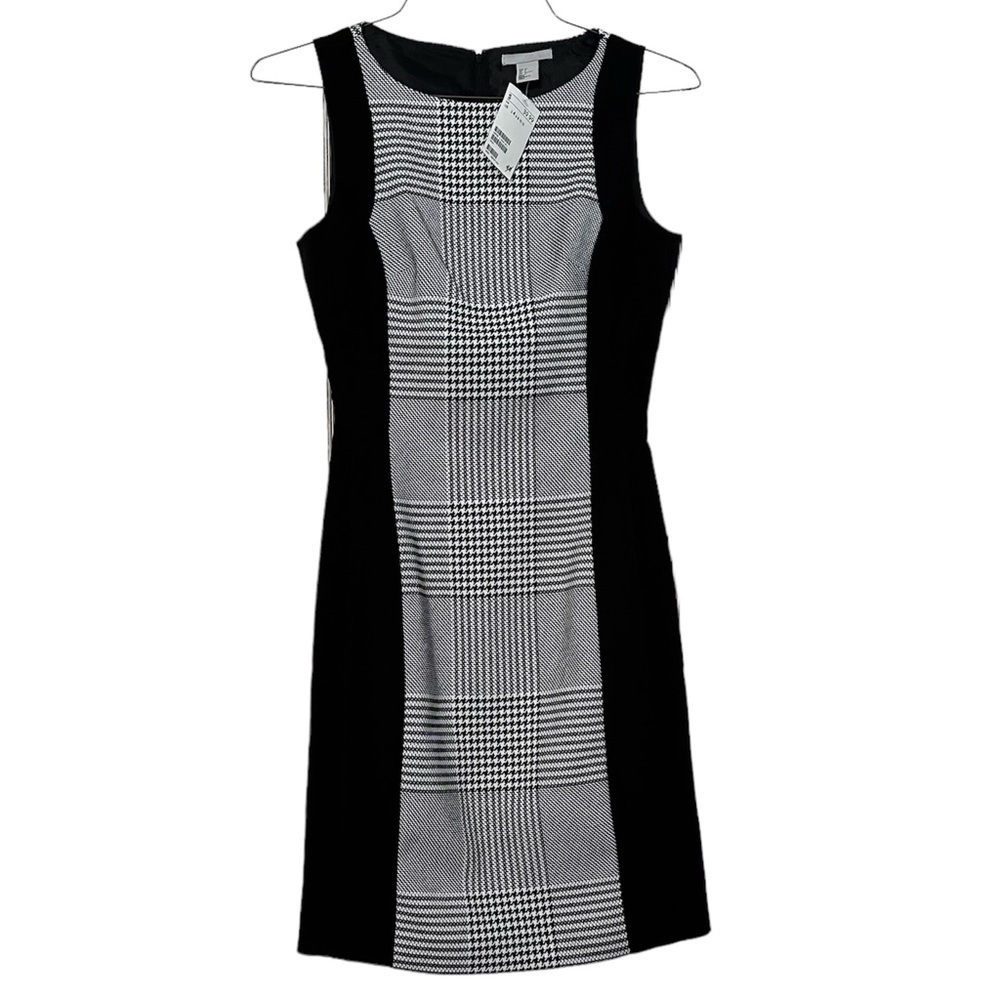 H&M Bodycon Dress Black & White Houndstooth Plaid No Wrinkle Career Wear Size 4